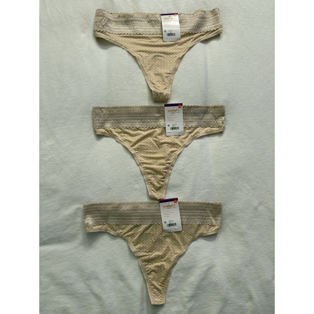 NEW Warners No Pinching No Problems Lace Thong RX5101J Women Size 2XLarge 3 Pair